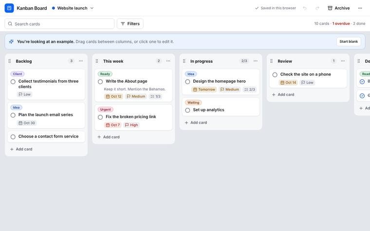 Preview of Kanban Board