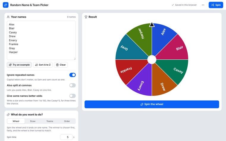 Preview of Random Name & Team Picker