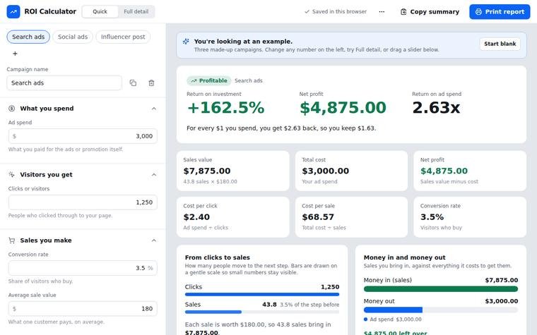 Preview of ROI Calculator