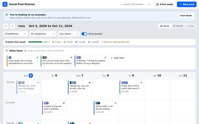 Preview of Social Post Planner