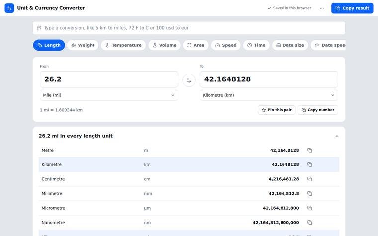 Preview of Unit & Currency Converter